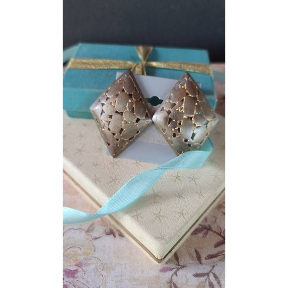 Large Diamond Shaped Clip-on Earrings - Picture 2 of 10